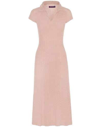 Ralph Lauren Silk Knit Polo Dress - Pink