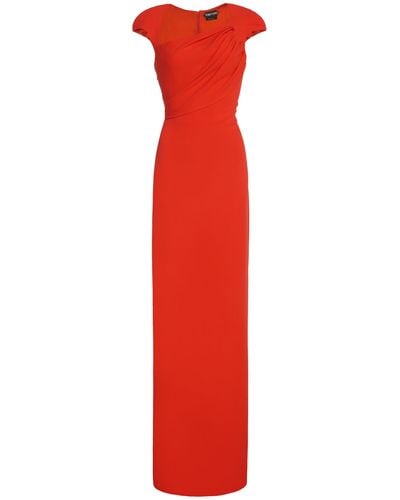 Tom Ford Double Silk Georgette Draped Maxi Dress - Red