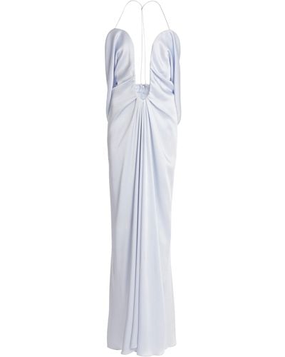 Victoria Beckham Plunged Satin Maxi Dress - White