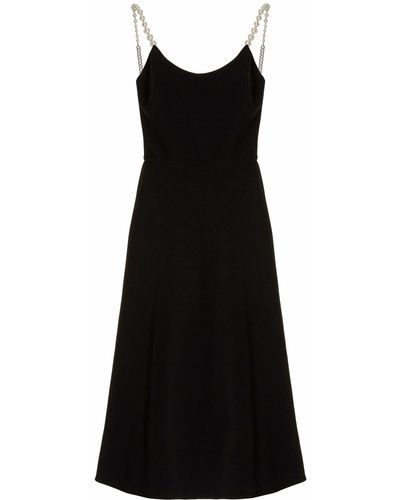Miu Miu Pearl-detailed Cady Midi Dress - Black