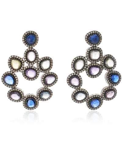 Amrapali One-of-a-kind Midnight Blossom 18k White Gold Sapphire Earrings - Multicolor