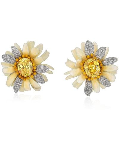 Anabela Chan Sunflower Bloom 18k Yellow Gold Earrings - Metallic