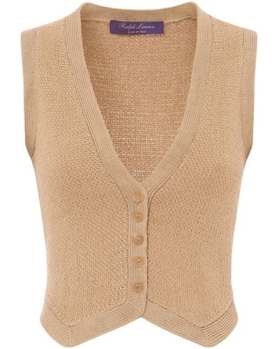 Ralph Lauren Silk Knit Vest - Natural