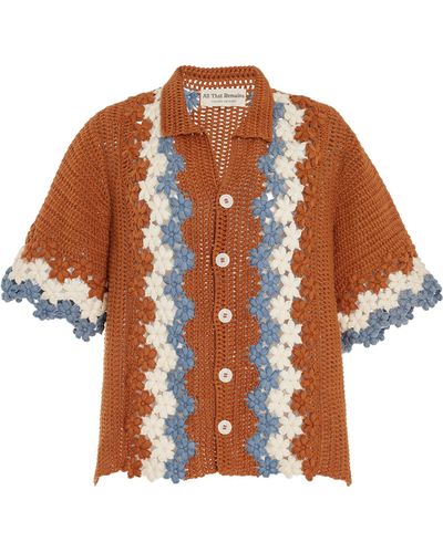 All That Remains Daisy Crocheted Cotton Shirt - Orange