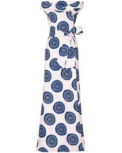 ANDRES OTALORA Ocre Cotton Poplin Wrap Maxi Dress - Blue