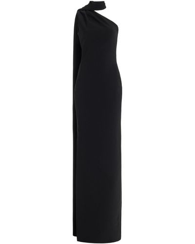 Brandon Maxwell Exclusive Cape-sleeve Crepe One-shoulder Gown - Black