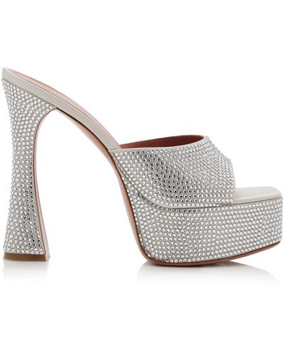 AMINA MUADDI Dalida Crystal-embellished Satin Platform Sandals - Metallic