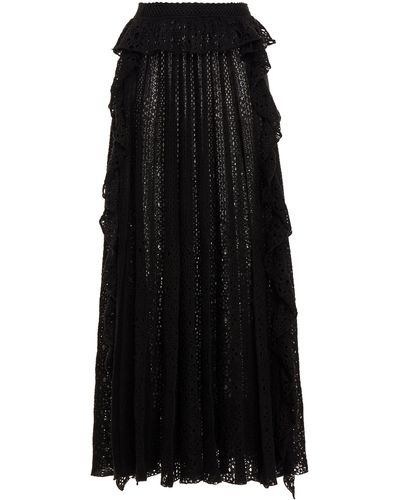 Chloé Knit Lace Linen-blend Maxi Skirt - Black