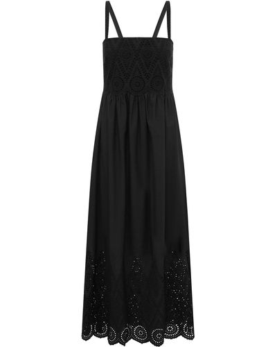 Posse Louisa Broderie Anglaise Cotton Maxi Dress - Black