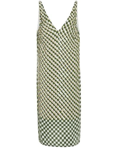 Dries Van Noten Debbie Sequined Checkered Crepe Midi Dress - Green