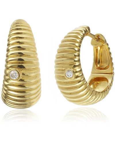 Yvonne Léon 9k Gold Diamond Hoop Earrings - Metallic