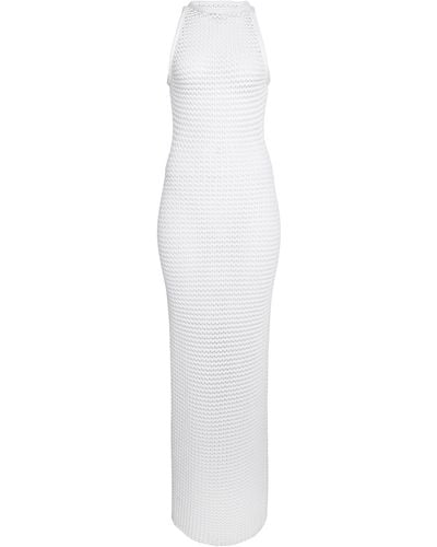 Alaïa Waffle-knit Maxi Dress - White