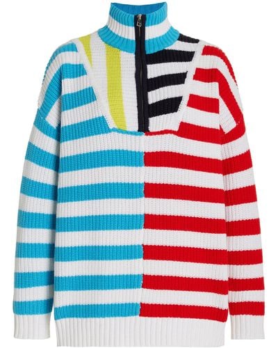 STAUD Hampton Oversized Cotton-blend Half-zip Sweater - Multicolor