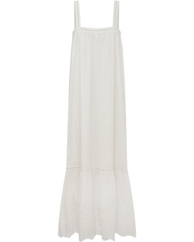 Posse Louisa Tie-detailed Broderie Anglaise Cotton Maxi Dress - White