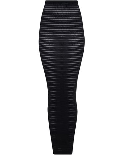Alaïa Stripe-knit Maxi Skirt - Black