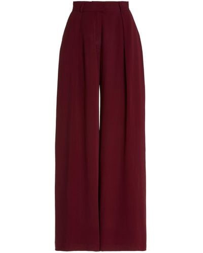 Martin Grant High-waisted Pleated Silk Trousers - Red