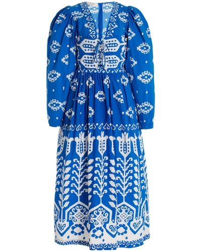 Sea Sonia Printed Cotton Midi Dress - Blue
