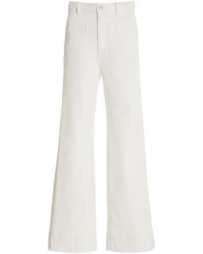 Jeanerica St Monica Cropped Stretch High-rise Flared-leg Jeans - White