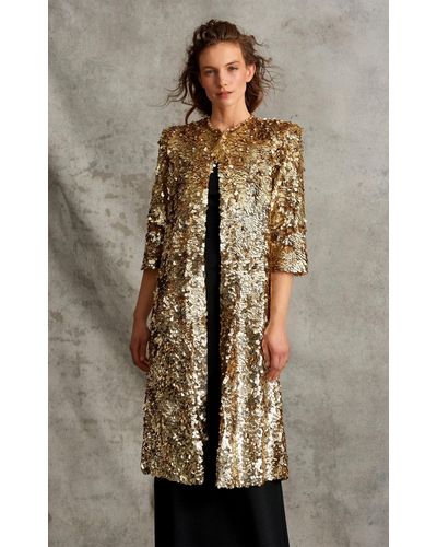 Jenny Packham Gold Dust Embellished Long Jacket - Metallic