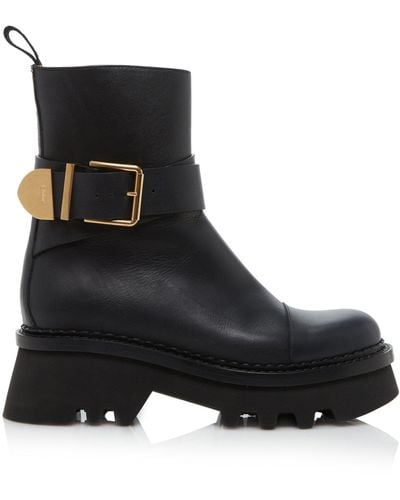 Chloé Owena Leather Ankle Boots - Black