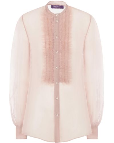 Ralph Lauren Kaydon Ruffled Silk Chiffon Shirt - Pink