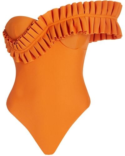 Andrea Iyamah Nisi Ruffled One-piece Swimsuit - Orange