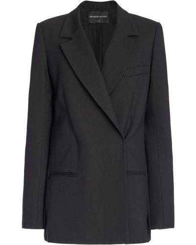 Brandon Maxwell The Tara Double-breasted Wool-silk Blazer - Black