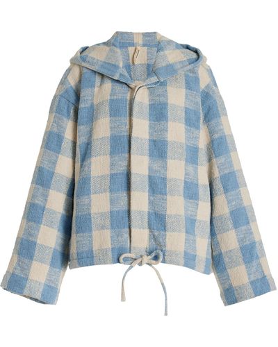 Marrakshi Life Exclusive Hooded Cotton Boucle Jacket - Blue