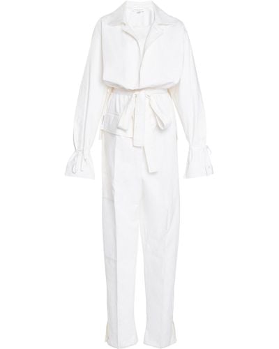 Victoria Beckham Cotton Utility Jumpsuit - White