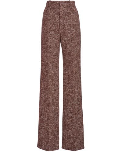 Chloé Wool-blend Tweed Straight-leg Pants - Brown