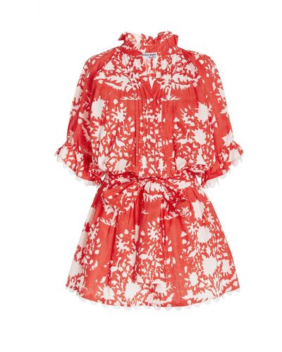Juliet Dunn Palladio-print Cotton Mini Dress - Red