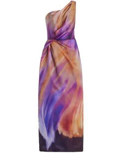 Marchesa Exclusive Twisted Silk Maxi Dress - Purple