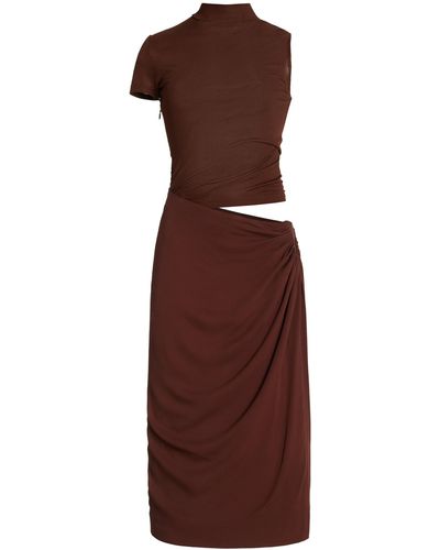Christopher Esber Fusion Asymmetric Cutout Midi Dress - Brown
