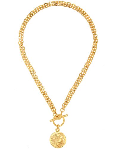 Ben-Amun Gold-plated Double-chain Coin Necklace - Metallic