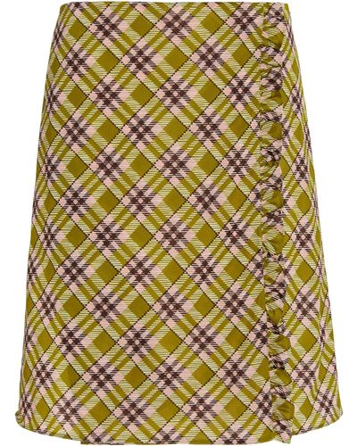 Miu Miu Printed Ruffle-trimmed Jersey Skirt - Yellow