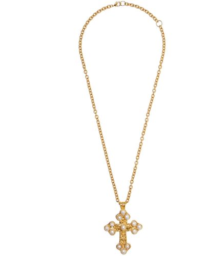 Sylvia Toledano Croix Pearl Gold-plated Necklace - White