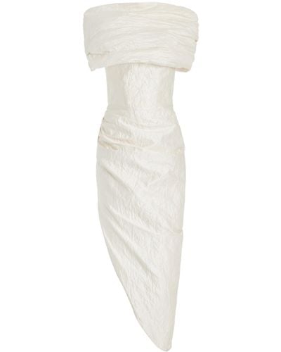 Maticevski Amber Gathered Metallic Cotton-blend Midi Dress - White