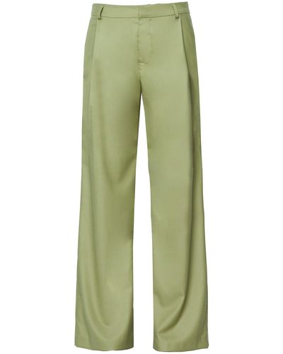 Wynn Hamlyn Lana Wool-linen Wide-leg Trousers - Green