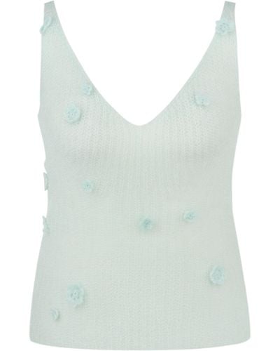 Anna October Imany Flower-embellished Mohair Knit Top - Blue