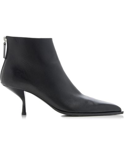 The Row Coco Leather Ankle Boots - Black