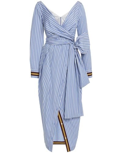 Dries Van Noten Dolada Striped-cotton Midi Wrap Dress - Blue
