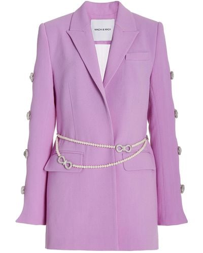 Mach & Mach Crystal-embellished Wool Mini Blazer Dress - Purple