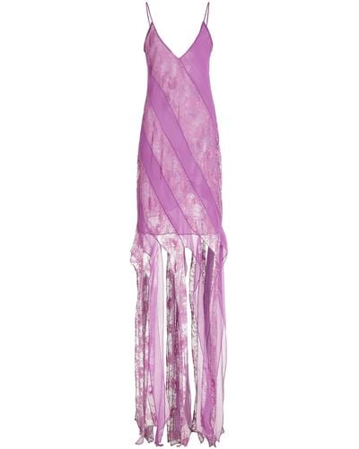 Francesca Miranda Claire Silk & Lace Slip Dress - Purple