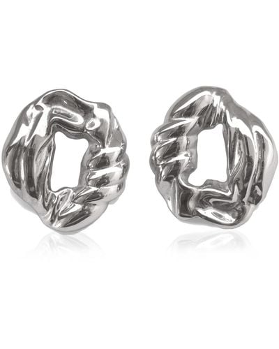 Completedworks Scrunch Recycled Silver Earrings - Metallic