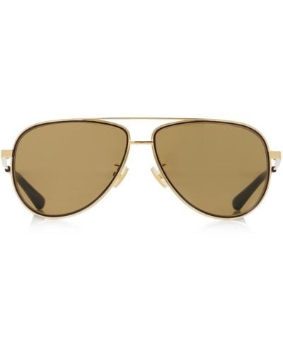 Bottega Veneta Aviator-frame Metal Sunglasses - Natural