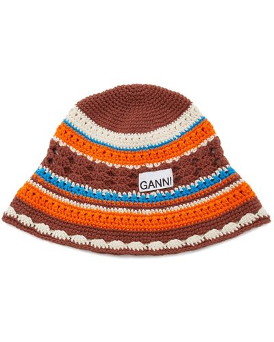 Ganni Crocheted Cotton Hat - Orange
