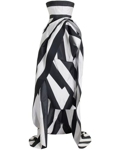 Carolina Herrera Strapless Striped Gown - White