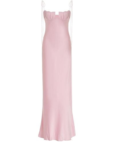 Anna October Exclusive Tulip Satin Maxi Dress - Pink