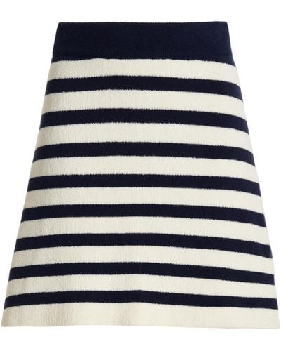 FAVORITE DAUGHTER Striped Knit Cotton-blend Mini Skirt - Blue