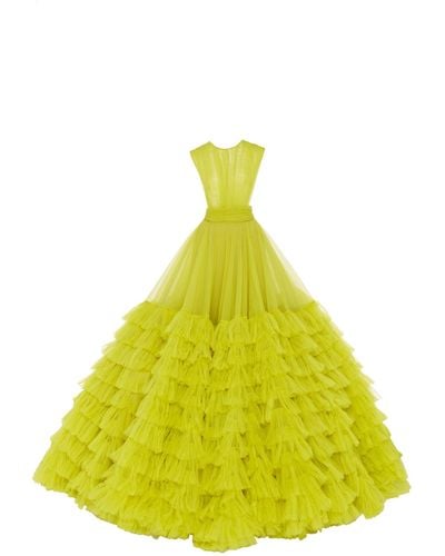 Christian Siriano Tiered Tulle Gown - Green